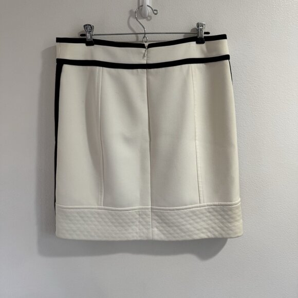 WHBM White House Black Market Skirt 12 Cream Black Quilted Jersey Knit Pencil - Picture 4 of 9